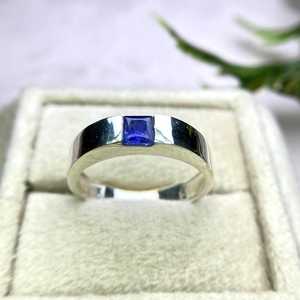 แหวนแทนซาไนต์ธรรมชาติ เงินแท้ 925 หรือทองคำแท้ แหวนแต่งงานทรงเจ้าหญิง แทนซาไนต์ทรงปรินเซสคัท เครื่องประดับประจำเดือนธันวาคม - Product Image 4