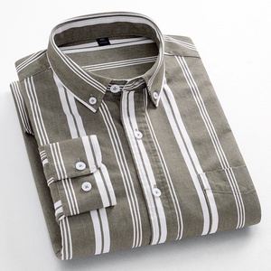 Chemise habillée à manches longues rayée pour homme, col rabattu, 100 % coton, chemise de travail à motifs boutonnée - Product Image 4