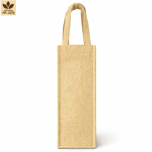 Natural Jute Bottle <b>Bag</b> 11x36x11 cm Four-<b>Fold</b> Stitch Reusable Wine Carrier Eco Friendly Custom Logo Wholesale Gift Packaging B2B - Product Image 2