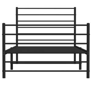 Cadre de lit double en acier noir avec revêtement poudré, lit rectangulaire en métal - Product Image 6