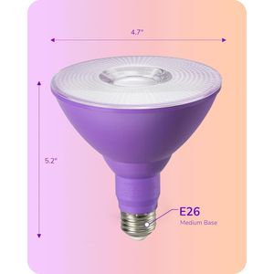หลอดไฟ LED PAR38 สำหรับภายนอกอาคาร ปรับความสว่างได้ 18W (เทียบเท่า 120W) ทนทานต่อสภาพอากาศ สีม่วงส้ม สำหรับใช้งานกลางแจ้ง - Product Image 4
