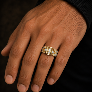 Round Cut Lab Grown Diamond Band <b>Mens</b> 14K 18K Yellow Gold DEF VVS Luxury Fine Wedding <b>Ring</b> Jewelry Anniversary Gift Wholesale - Product Image 2