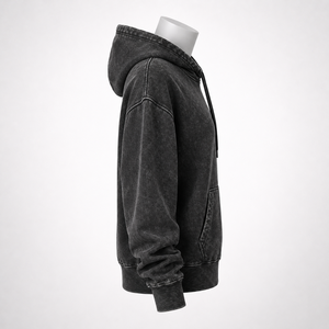 Sweat à capuche oversize délavé pour femme 100 % coton, coupe ample, style vintage, confortable, noir, pour usage quotidien, look hiver, OEM - Product Image 3