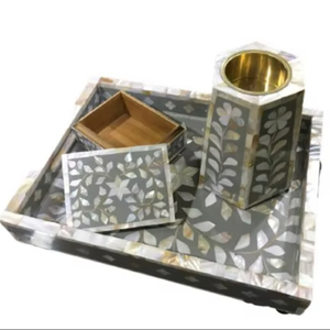 Último diseño atractivo: Juego de bandeja para quemador de incienso Bakhoor con incrustaciones de nácar, quemador de incienso de hueso de alta calidad para cenizas. - Product Image 1