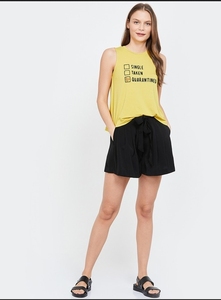 Débardeur jaune sans manches pour femme avec imprimé Quarantined, col rond, en coton tricoté décontracté - Product Image 2