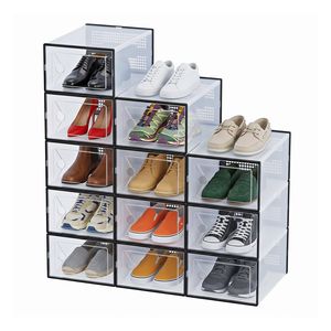 Scatola Portascarpe Impilabile in Plastica Trasparente, Confezione da 10/15, Organizzatore Pieghevole per Esposizione di Sneaker - Product Image 1