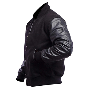 Nouvelles vestes universitaires décontractées pour hommes, en noir et blanc, avec broderie, style baseball, pour l'hiver, vente en gros - Product Image 3