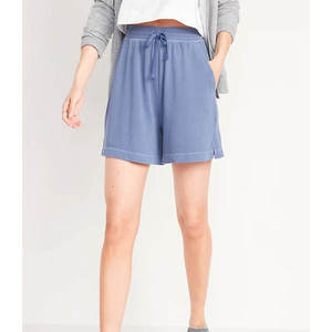 Women Solid Loose Casual Summer Sweat Shorts Quick Dry Cotton Anti-Wrinkle Lace Running Fitness High <b>Elastic</b> <b>Waist</b> Shorts - Product Image 1