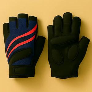 Gants de cyclisme en cuir demi-doigts, antidérapants, respirants, légers, avec sangle de poignet réglable, emballage personnalisé, fabriqués au Pakistan - Product Image 2