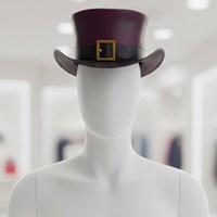 Chapeau haut de forme en cuir violet fait main de qualité supérieure avec bande et boucle noires, idéal pour le cosplay steampunk