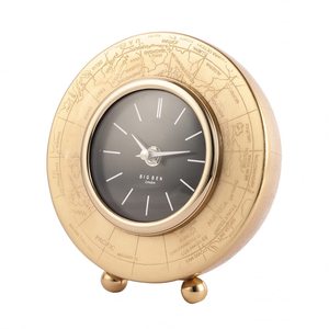 <b>Desk</b> Clock Circular Metal Minimalist Design Quartz Movement Needle Display Silent Non Ticking Projection Function - Product Image 1