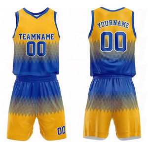 Camiseta de Baloncesto Personalizada Azul y Amarilla, Uniforme Transpirable para Niños y Adultos, Camiseta Deportiva Ligera - Product Image 1