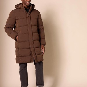 High Quality ODM Men's Brown <b>Hooded</b> <b>Long</b> <b>Puffer</b> <b>Jacket</b> Windproof Casual Winter Solid Color Polyester Shell Regular Fit - Product Image 4