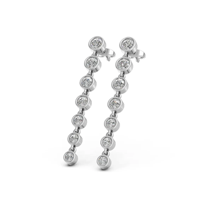 Pendientes colgantes de oro amarillo de 10K con diamantes sintéticos cultivados en laboratorio, certificados por IGI, elegantes, minimalistas y finos para mujer. - Product Image 4