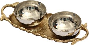 Serving tray with bowls snack serving tray bowl set serving set 2 bowl tray dry fruit serving tray snack tray with bowls - Product Image 5