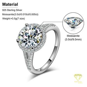 Luxury Round Cut Moissanite Engagement <b>Ring</b> 925 Sterling <b>Silver</b> Bridal Jewelry Custom <b>Statement</b> <b>Ring</b> for Women Wedding Gift - Product Image 5