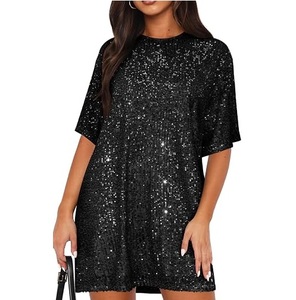 Blusa de Fiesta Negra Brillante y Elegante para Boda, Vestido Halter con Lentejuelas y Pedrería para Mujer, Ideal para Cócteles y Eventos al Aire Libre - Product Image 1