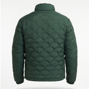 <b>Men</b> Daily Commute Casual Forest Green Unique Wave Quilted Puffer Jacket Stand Collar Full Zip Lightweight <b>Winter</b> <b>Coat</b> for <b>Men's</b> - Product Image 4