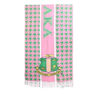   Bufanda de Lujo con Diseño de Pata de Gallo Rosa y Verde, Chal de Invierno de Punto Suave con Flecos y Diseño de Escudo, Bufanda de Moda - Product Image 2