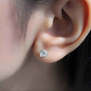 Moissanite Heart Stud <b>Earrings</b> Luxury <b>Fine</b> Jewelry Romantic Everyday Sparkling Gift For Her - Product Image 3