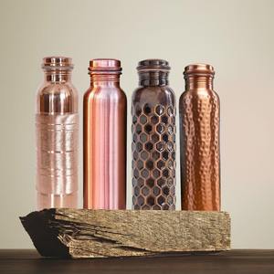 Pure <b>Copper</b> Water <b>Bottle</b> Handmade | Ayurvedic <b>Copper</b> <b>Bottle</b> | Eco Friendly Hammered <b>Copper</b> Drinkware | Wellness Gift - Product Image 3
