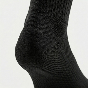 <b>Men's</b> Black Crew <b>Socks</b> Solid Color Knitted Regular Style Daily Wear - Product Image 6
