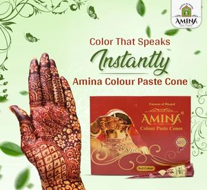Amina Instant Liquid Mehndi Cone Pâte de henné de couleur rouge pour main Design Mehndi Longue durée pour mariage et festival - Product Image 1