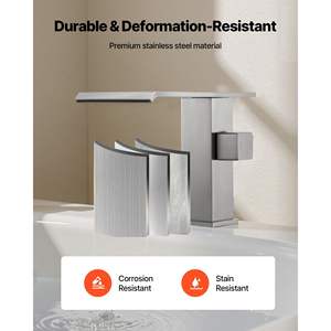 Juego de grifos de bañera de montaje en cubierta de 1 manija, grifo de bañera romano de cascada, cabezal de ducha, baño de acero inoxidable cepillado para adultos - Product Image 4