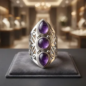 Amethyst 925 Sterling Silver Triple Stone Ring Handmade Jewelry Purple Gemstone Statement Ring Vintage Boho Style - Product Image 3