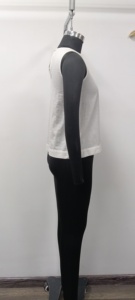 <b>Women's</b> <b>White</b> Embroidered Cotton <b>Tank</b> <b>Top</b> O-Neck Casual Geometric Pattern Knitted Breathable Sleeveless <b>Top</b> - Product Image 3