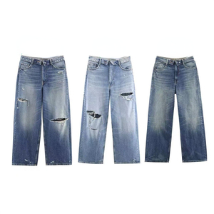 High Quality Men Straight Leg Denim Jeans Vintage Stonewashed Cotton Casual Fashion <b>Pants</b> for Autumn Season - Product Image 3