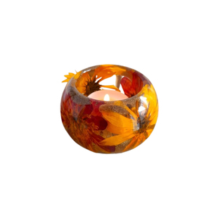 Portavelas de resina epoxi con flores secas preservadas, centro de mesa botánico único para decoración del hogar y eventos - Product Image 1
