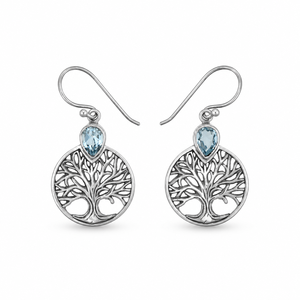 Boucles d'oreilles fines en argent sterling 925 avec topaze bleue naturelle facettée BER-09 Prêtes à être expédiées En stock Faible MOQ Bijoux indiens pour femmes - Product Image 1