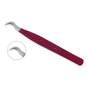 Pince à épiler en acier inoxydable en forme de S, durable, avec pointe dentelée et prise en main parfaite pour l'application professionnelle des extensions de cils - Product Image 1
