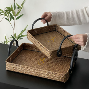 Luxury Handmade <b>Rattan</b> Serving Tray with Handles - Product Image 2