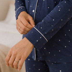 Pantalones de pijama de maternidad con estampado de estrellas para mujer, ropa de dormir de algodón de longitud completa, ropa de dormir de primavera de ajuste regular - Product Image 4