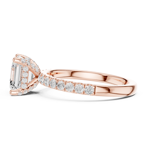 Anillo de compromiso clásico de diamante cultivado en laboratorio con corte Asscher de oro rosa real de 14K de alta calidad, certificado por GRA, al precio más bajo. - Product Image 2