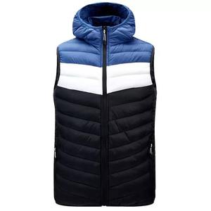Chaleco de burbujas para hombre de talla personalizada, con bloques de color, cortavientos, de invierno, con cremallera, sin mangas. - Product Image 4