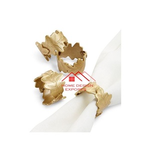 Rond de serviette en forme de feuille de métal en aluminium moulé pour la maison mariage hôtel utiliser personnaliser la conception anneau de serviette en métal - Product Image 1