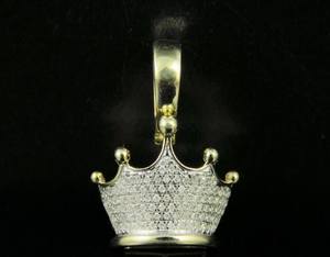 Colgante Personalizado con Corona 3D, Diamante Moissanita de Corte Redondo, Plata de Ley 925, Joyería Fina, Regalo - Product Image 3