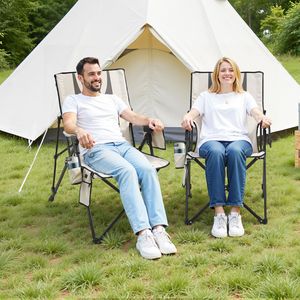 Sedia da Campeggio Pieghevole con Schienale Alto, Funzione Riscaldante, 3 Livelli di Calore, Completamente Imbottita in Tessuto Oxford, Sedia da Spiaggia con Braccioli, Supporta fino a 120 kg - Product Image 3