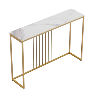 Table console design attrayante en pierre frittée avec plateau en marbre blanc durable et structure en métal doré pour l'hôtellerie – Meilleur prix - Product Image 1
