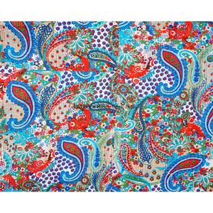 Rajasthan Handmade Printed Reversible Vintage Eco-Friendly All-Season <b>Double</b> Size Organic 100% Cotton Kantha Spread Printing - Product Image 1