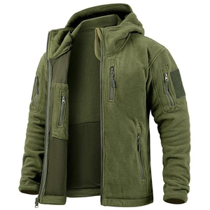 Veste Softshell Homme Personnalisée Hiver 2026 à Capuche en Toile Couleur Unie Fermeture Éclair Poches Logo Avant Coupe-Vent Style Urbain - Product Image 1