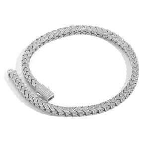<b>Iced</b> <b>Out</b> Chevron Link <b>Chain</b> Necklace | Hip Hop Cuban Style Diamond <b>Chain</b> | Gold & Silver Statement Jewelry - Product Image 2