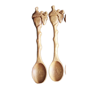 Cuillère en bois d'acorn pour Halloween, cuillère en bois d'acorn personnalisée faite à la main, ustensiles en bois sensoriels pour enfants, cuillère de cuisine - Product Image 1