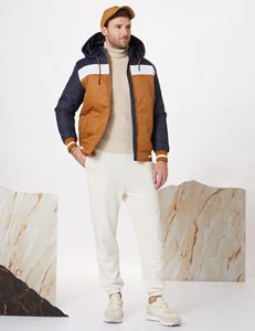Blousons matelassés décontractés en toile pour homme, motif lettres, à capuche, coupe-vent, rembourrés en polyester/coton, pour l'hiver et les températures froides - Product Image 3