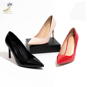 ODM OEM Women Party High Heels 9cm <b>Pointed</b> Toe PU Leather Satin Slip On Shoes Vietnam Factory Supply - Product Image 1