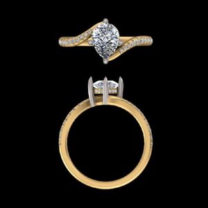 Pear Diamond Bypass Engagement <b>Ring</b> Yellow <b>Gold</b> 1.21 Carat Pave <b>Set</b> Twisted Band Two Tone Fine Bridal Wedding Jewelry For Women - Product Image 3
