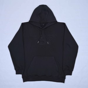 Sudadera con capucha y mangas largas de algodón negro de primera calidad con logotipo personalizado para hombre - Product Image 4